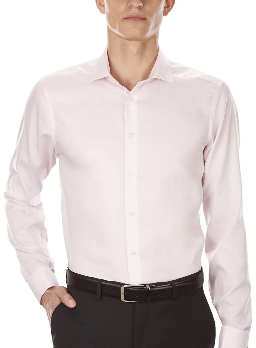 Calvin Klein Steel+ Men's Regular Fit Wrinkle Free Dress Shirt in Pink